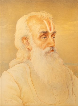 GEORGIEV BORIS (1888 - 1962) Ritratto di Bramino. . Tecnica mista su carta....