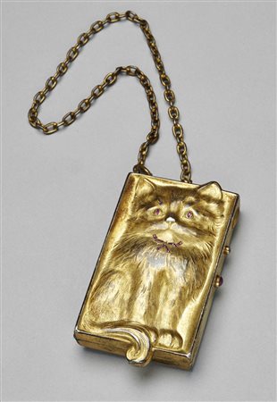 KUPPENHEIM LOUIS (1824 - 1889) Portacipria in argento dorato con rubini e...