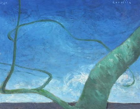 Enrico Longfils (Mantova 1914 - 1992) Roots in blue Olio su tela anno 1972 cm...