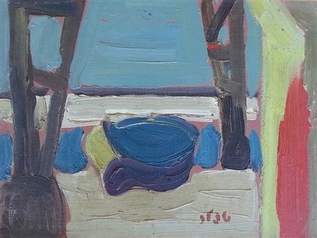 Samuel Tepler (Hrubieszow 1918 - Tel Aviv 1998) Composizione Olio su tavola...