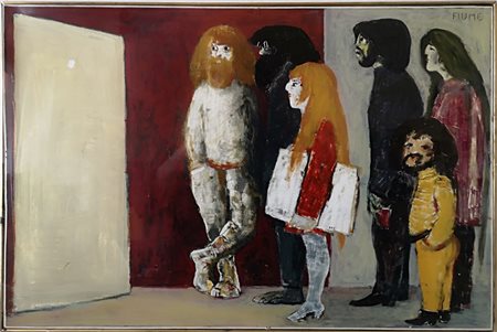 Salvatore Fiume (Comiso 1915 - Milano 1997) La nuova arte Olio su tela cm 36x54