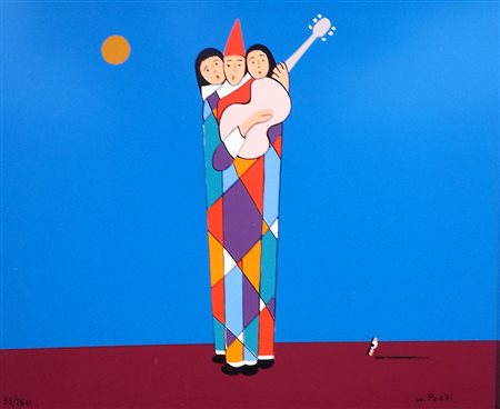Walter Pozzi (Bergamo 1911 - Milano 1989) Serenata di Arlecchini Grafica su...