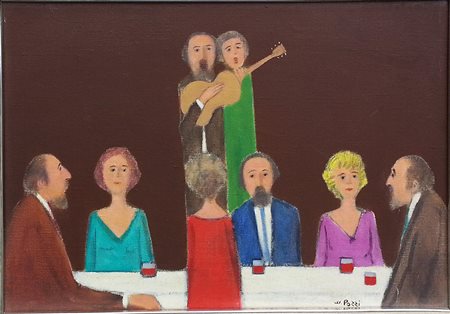 Walter Pozzi (Bergamo 1911 - Milano 1989) Osteria Olio su tela cm 40x60