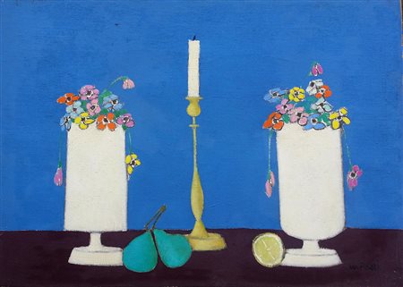 Walter Pozzi (Bergamo 1911 - Milano 1989) Natura morta Olio su tela cm 50x70