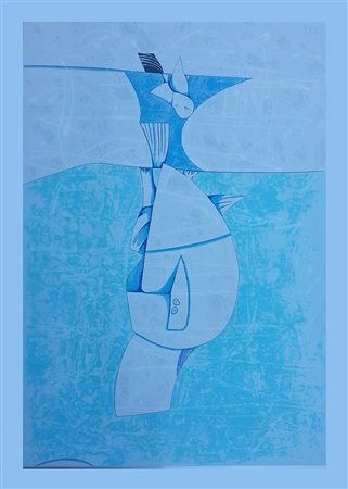 Gianni Dova (Roma 1925 - Pisa 1991) Immagine marina Grafica su alluminio...