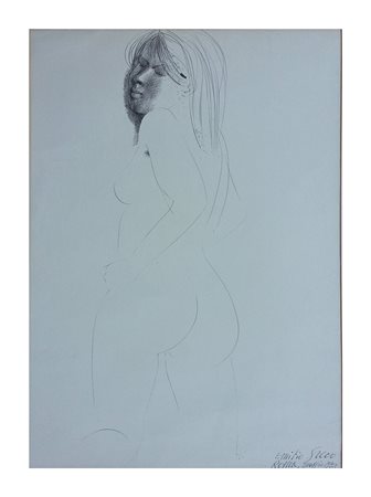 Emilio Greco (Catania 1913 - Roma 1995) Ragazza Disegno su carta anno 1973 cm...