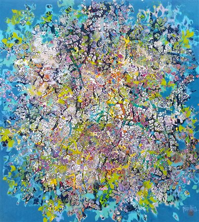 Tran Tho (1922 - 1993) In movimento Tecnica mista su tavola cm 80x80