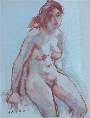 Gino Moro (1901 - 1977) Nudo di donna Tecnica mista: cartoncino telato su...