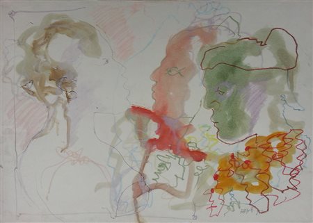 Ugo Attardi (1923 - 2006) Le amiche Tecnica mista anno 1966 c, 50x70
