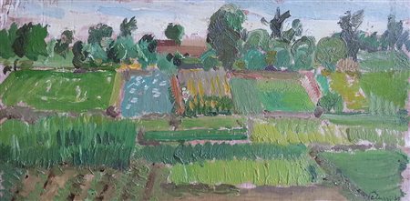 Bernardino Palazzi (Nuoro 1907 - Roma 1986) Paesaggio toscano Olio su tavola...