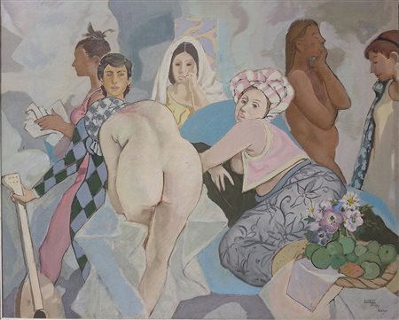 Bernardino Palazzi (Nuoro 1907 - Roma 1986) Harem Olio su tela anno 1975 cm...