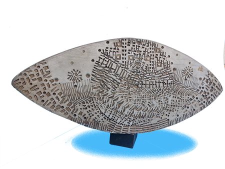 Lino Tinè (Floridia 1932) Città Scultura in alluminio cm 23x45x10