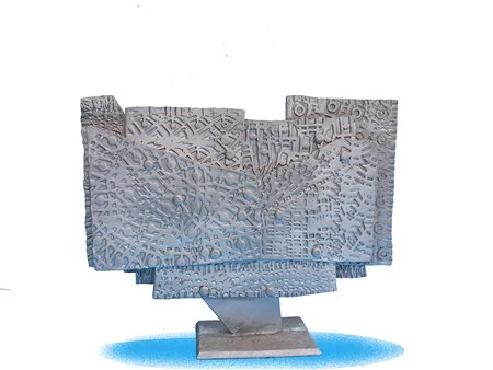 Lino Tinè (Floridia 1932) Condominio Scultura in alluminio cm 22x28x8