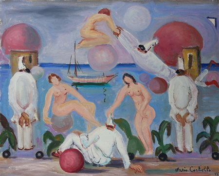 Mario Cortiello (Napoli 1907 - San Sebastiano al Vesuvio 1981) Estate al mare...