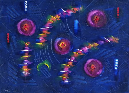 Bruno Fael (1935 - 2015) Fiori acquatici Olio su tela cm 60x80