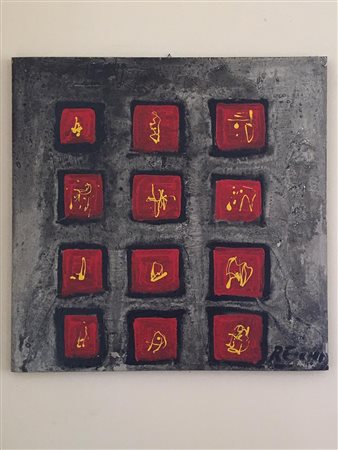 Luigi Recchi (Norcia 1943) senza titolo Tecnica mista su tavola cm 85x85