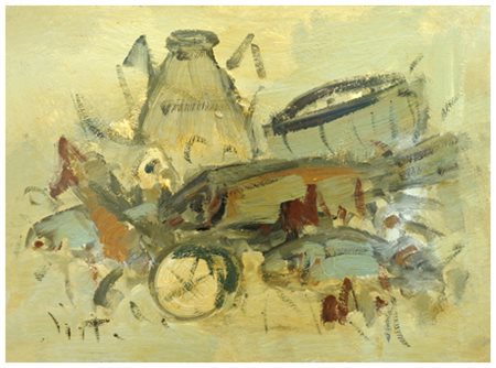 ALVARO DANTI Livorno 1911 – Livorno 1985 Senza titolo Olio su faesite 30 x...