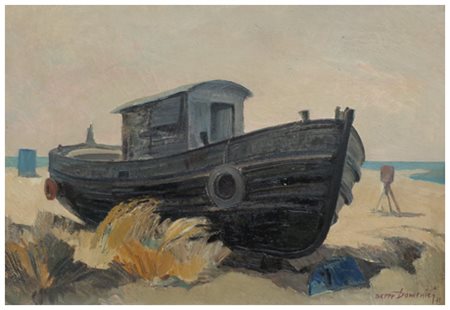 BEPPE DOMENICI Viareggio 1924 – Viareggio 2008 Vecchio barcone 1972 Olio su...