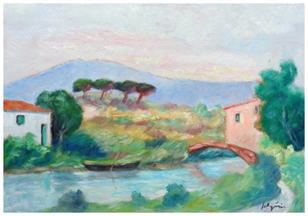 ANGELO SIRIO PELLEGRINI Livorno 1908 – Livorno 1997 Senza titolo Olio su...