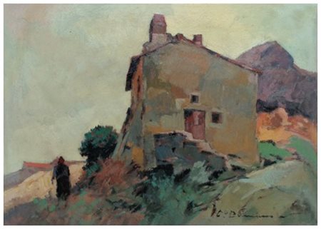 CARLO DOMENICI Livorno 1897 – Valdana di Portoferraio 1981 Casolare Olio su...