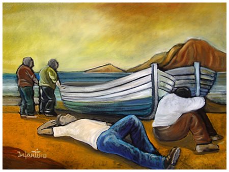 GIUSEPPE INFANTINO Palmi 1939 Senza titolo Olio su tela 60 x 80. Firma in b....