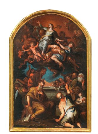 Scuola italiana della metà del XVIII secolo ASCENSIONE DELLA VERGINE E SANTI...