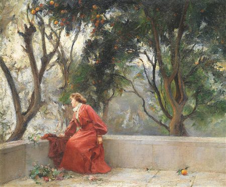 Giuseppe Rambelli ELEONORA DUSE Olio su tela, cm 74x88 Provenienza:...