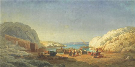 Luc Raphael Ponson PAESAGGIO PROVENZALE Olio su tela, cm 51x99 Firmato