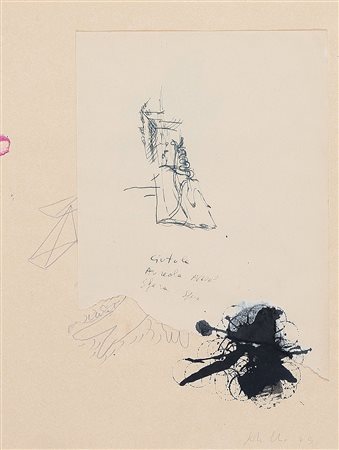 SANDRO CHIA 1946 Senza titolo, 1975 Tecnica mista e collage su carta, cm....