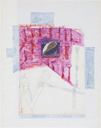 MIMMO PALADINO 1948 Dolorosi misteri Tecnica mista e collage su carta, cm. 49...