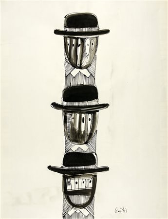 YANNIS GAITIS 1923 - 1984 Senza titolo Inchiostro su carta, cm. 65 x 50...