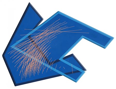 GAETANO PINNA 1939 590 giallo blu, 1999 Acrilico su tavola, cm. 46 x 49...