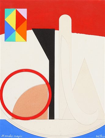 LUCIO DEL PEZZO 1933 Il cerchio magico Collage di cartoncini e acrilico su...