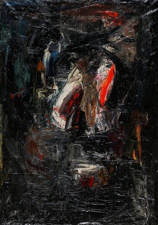 ARTURO VERMI 1928 - 1988 Grumi di paura, 1958 Olio su tela, cm. 100 x 70...