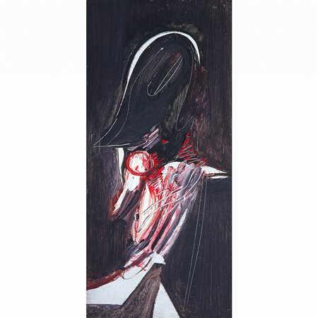 PIERO RUGGERI 1930 - 2009 Napoleone, 1969 Olio su tela, cm. 74 x 34 Firmato...