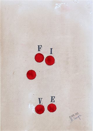 UGO CARREGA 1935 - 2014 Five, 1962 Tempera e stampi su carta, cm. 29,5 x 21...