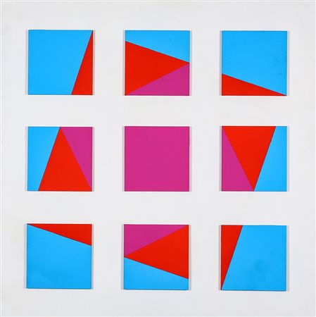 EDOARDO LANDI 1937 Senza titolo, 1994 9 tele tamburate applicate su tavola...