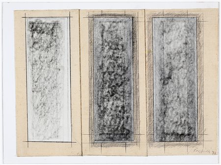 VINCENZO CECCHINI 1934 Senza titolo, 1973 Grafite e pittura su trittico di 3...
