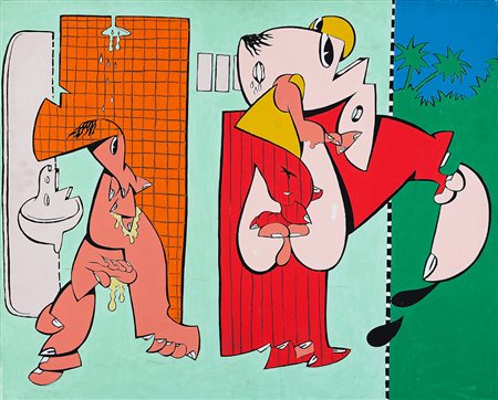 VALERIO ADAMI 1935 La carriera di un libertino, 1964 Acrilico su tela, cm. 81...