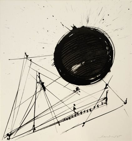EMILIO SCANAVINO 1922 - 1986 Senza titolo, 1965 Inchiostro su carta, cm. 50 x...