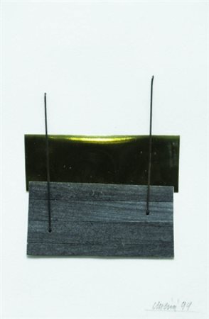 GIUSEPPE UNCINI 1929 - 2008 Senza Titolo, 1999 Collage e metallo su carta,...