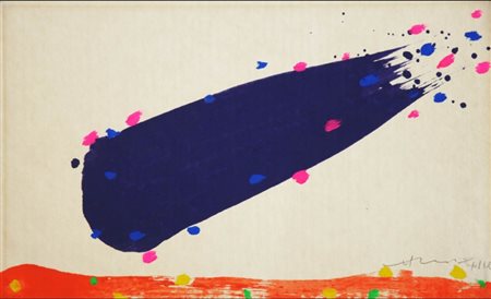 HSIAO CHIN 1935 " La meteora ", anni '80 Acrilico su carta, cm. 19 x 31...