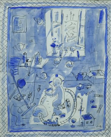 JAN KNAPP 1949 Senza titolo China acquarellata, cm. 27 x 25 Firmata in basso...