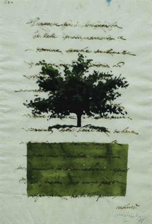 CARLO MATTIOLI 1911 - 1994 " Albero ", 1981 Acquerello su carta antica, cm....