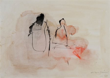 PIERO PIZZI CANNELLA 1955 " Bella coppia (l'orientale) " Tecnica mista su...