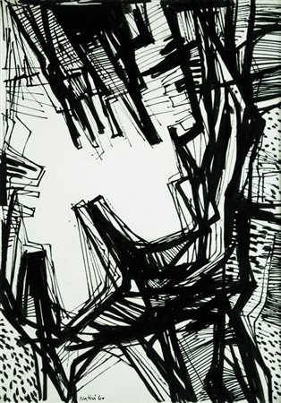 GUALTIERO NATIVI 1921 - 1999 Senza titolo, 1960 Tempera su carta telata, cm....