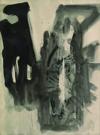 ALDO BERGOLLI 1916 - 1972 " Underground ", 1961 Tecnica mista su carta, cm....