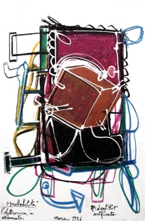 MATTIA MORENI 1920 - 1999 " Probabilità ", 1996 Pastello ad olio su carta,...