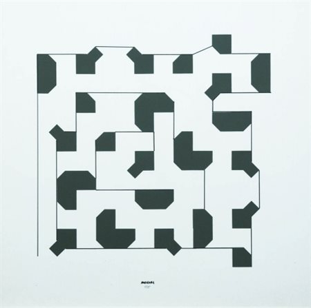 BRUNO MUNARI 1907 - 1998 " Curve di Peano ", 1975 Serigrafia e pennarello su...