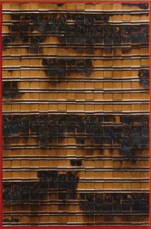 BERNARD AUBERTIN 1934 Senza titolo, 1974 Fiammiferi bruciati su tavola, cm....